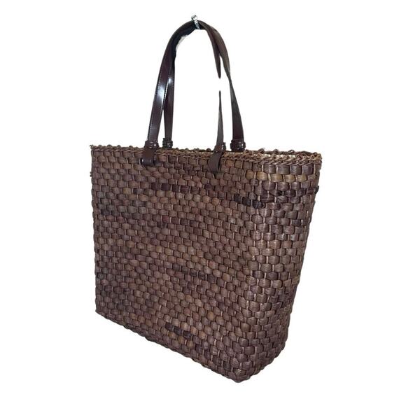 CORN-HUSH BROWN STRAW TOTE BAG 16’x 14’ CLOTH LINEN BOHO BEACH BAG VERSATILE - Picture 10 of 15